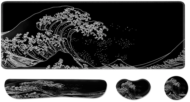 Main image of Desk Pad and Keyboard Wrist Rest, Large Mouse Pad + Keyboard Pad+Mouse Wrist Support, Non-Slip Desk Mat Protector for Office, Home 31.511.8 Inches Wave