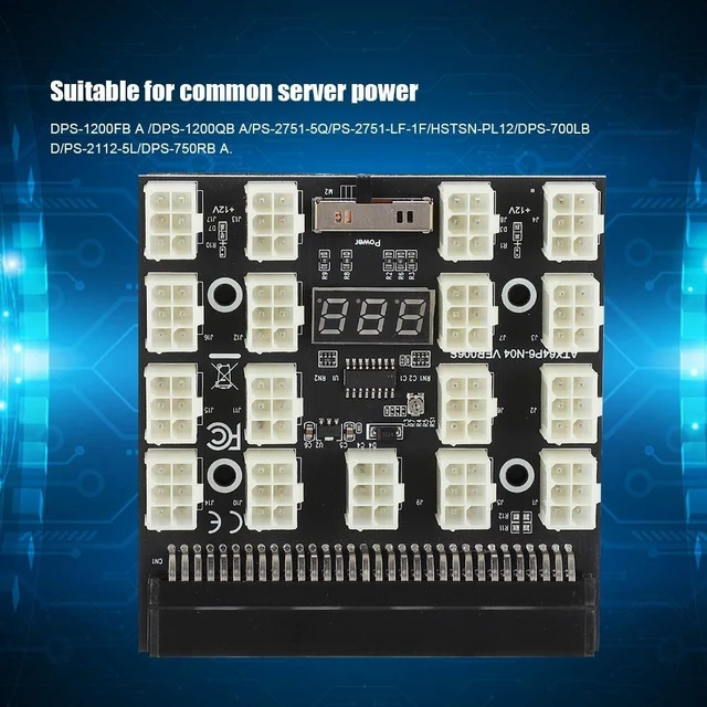 Alt view image 5 of 5 - Mining GPU/PSU Power Supply Board 1600W 12V 17x 6pin PCI E Mining Server Power Supply for for DPS 1200FB A/DPS 1200QB A/PS 2751 5Q/PS 2751 LF 1F/HSTSN PL12/DPS 700LB D/PS 2112