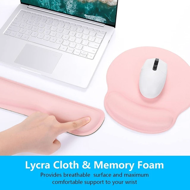 Alt view image 4 of 6 - Keyboard Wrist Rest and Mouse Pad with Wrist Support Cute Memory Foam Cushion for Keyboard and Mouse Set Ergonomic Desktop Pad Rests with Non Slip Base for Easy Typing & Pain Relief Pink