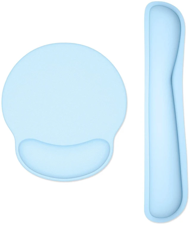 Main image of Keyboard Wrist Rest and Mouse Pad with Wrist Support, Memory Foam Cushion for Keyboard and Mouse Set, Ergonomic Desktop Pad Rests with Non Slip Base for Easy Typing & Pain Relief, Sky Blue