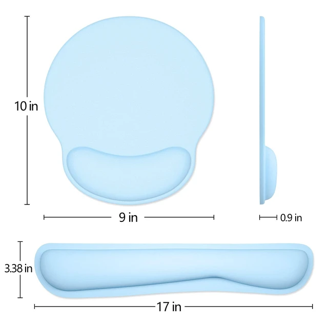 Alt view image 6 of 6 - Keyboard Wrist Rest and Mouse Pad with Wrist Support, Memory Foam Cushion for Keyboard and Mouse Set, Ergonomic Desktop Pad Rests with Non Slip Base for Easy Typing & Pain Relief, Sky Blue