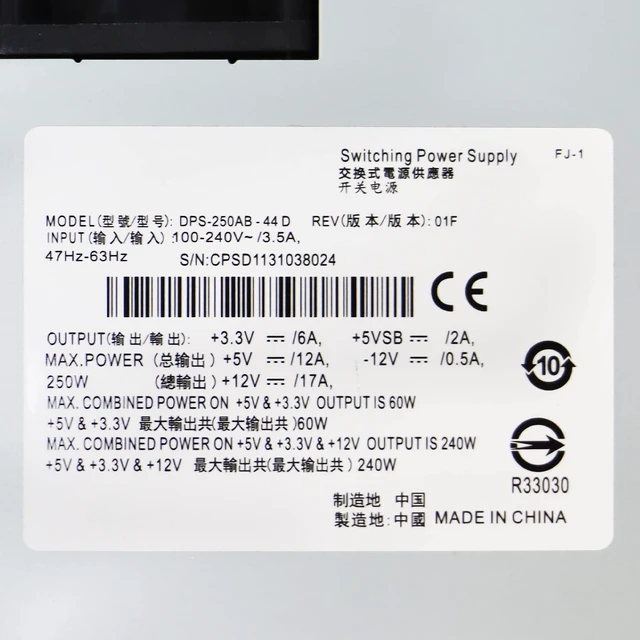 Alt view image 5 of 5 - LXun Upgraded DPS-250AB-44 D 250W Power Supply Compatible with Delta DPS-250AB-44D Server NAS Host Switching Power Supply Repair 24-Pin + 20-Pin