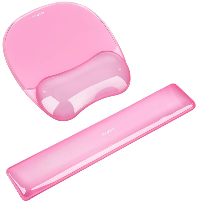 Main image of Gel Wrist Rest Support for Mouse Pad&Keyboard Set, Irregular Oval Ergonomic Mousepad Keyboard Pad Non-Slip Base Home/Office Pain Relief&Cooling Gel Easy Typing Pad for Computer Laptop, Pink