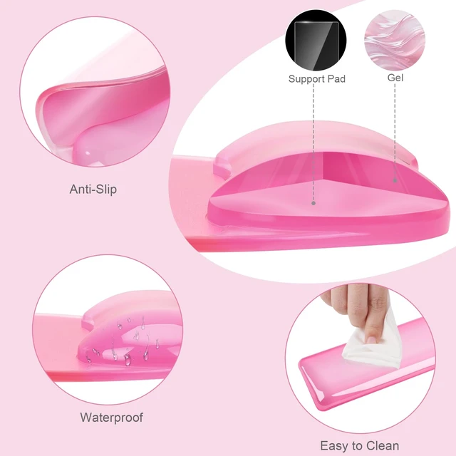 Alt view image 3 of 7 - Gel Wrist Rest Support for Mouse Pad&Keyboard Set, Irregular Oval Ergonomic Mousepad Keyboard Pad Non-Slip Base Home/Office Pain Relief&Cooling Gel Easy Typing Pad for Computer Laptop, Pink