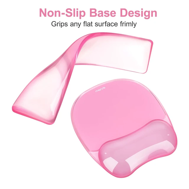 Alt view image 4 of 7 - Gel Wrist Rest Support for Mouse Pad&Keyboard Set, Irregular Oval Ergonomic Mousepad Keyboard Pad Non-Slip Base Home/Office Pain Relief&Cooling Gel Easy Typing Pad for Computer Laptop, Pink