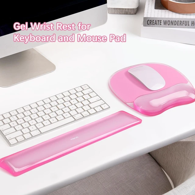Alt view image 6 of 7 - Gel Wrist Rest Support for Mouse Pad&Keyboard Set, Irregular Oval Ergonomic Mousepad Keyboard Pad Non-Slip Base Home/Office Pain Relief&Cooling Gel Easy Typing Pad for Computer Laptop, Pink