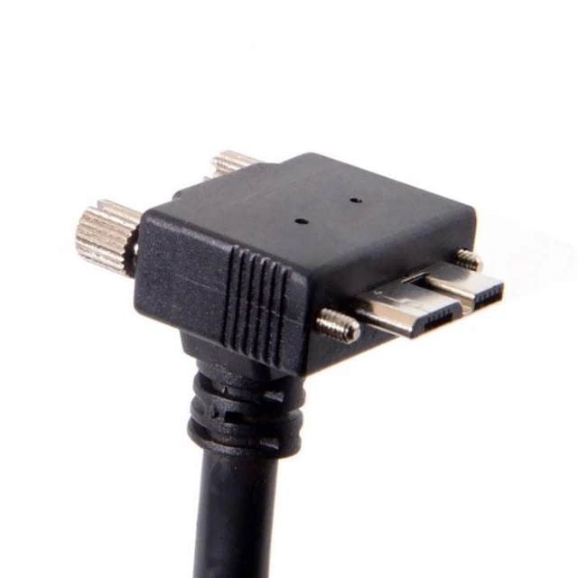 Alt view image 4 of 7 - Chenyang CY 5.0M 90 Degree Up Angled Micro USB Screw Mount to 3.0 Data Cable for Industrial Camera