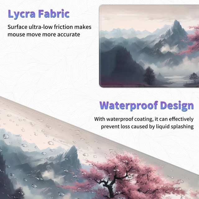 Alt view image 3 of 7 - Large Mouse Pad, Desk Mat, XL Gaming Keyboard Mat, Non-Slip Rubber Base, Full Extended Mousepad for Gaming Office Home, 31.5 X 11.8 Inch, Sakura Tree