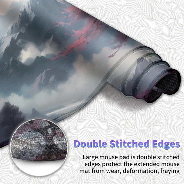 Alt view image 5 of 7 - Large Mouse Pad, Desk Mat, XL Gaming Keyboard Mat, Non-Slip Rubber Base, Full Extended Mousepad for Gaming Office Home, 31.5 X 11.8 Inch, Sakura Tree