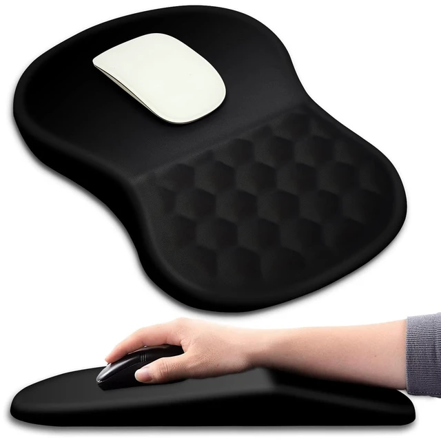 Main image of Ergonomic Mouse Pad Wrist Support with Massage Design, Wrist Rest Pain Relief Mousepad with Memory Foam&Non-Slip PU Base, Mouse Pads for Wireless Mouse & Desk (12x8 inch,Black)