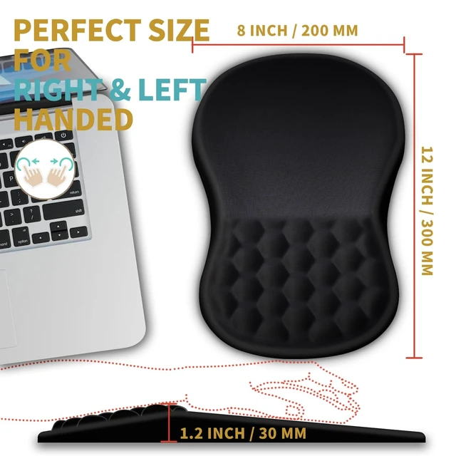Alt view image 4 of 7 - Ergonomic Mouse Pad Wrist Support with Massage Design, Wrist Rest Pain Relief Mousepad with Memory Foam&Non-Slip PU Base, Mouse Pads for Wireless Mouse & Desk (12x8 inch,Black)