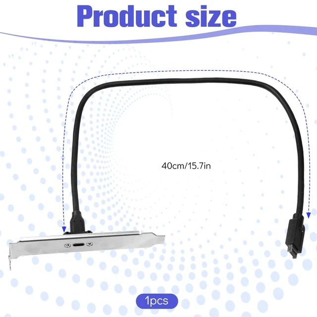 Alt view image 2 of 7 - USB 3.2 Gen 2 USB-C Front Panel Type-C Adapter with PCI Bracket USB-C Female to 20 Pin USB Type E A-Key Male 20Gbps Motherboard Header Extension Cable with 2 Pcs PCI Slot Covers(19.7in)