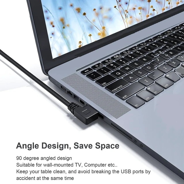 Alt view image 4 of 7 - SuperSpeed USB 3.0 Male to Female Extension Data Cable Left and Right Angle 2PCS (20CM 8IN)