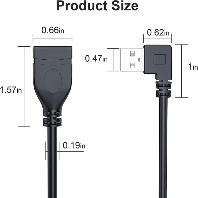 Alt view image 7 of 7 - SuperSpeed USB 3.0 Male to Female Extension Data Cable Left and Right Angle 2PCS (20CM 8IN)