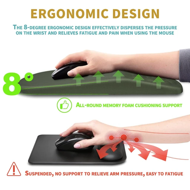 Alt view image 5 of 5 - Hokafenle Ergonomic Mouse Pad Wrist Support with Massage Design, Wrist Rest Pain Relief Mousepad with Memory Foam&Non-Slip PU Base, Mouse Pads for Wireless Mouse & Desk (12x8 inch,Olive Green)