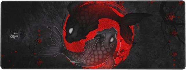 Alt view image 2 of 7 - Japanese Yin and Yang Koi Carp Gaming Mouse Pad XL Non Slip Rubber Base Mousepad Stitched Edges Desk Pad Extended Large Mice Pad 31.5 X 11.8 Inch