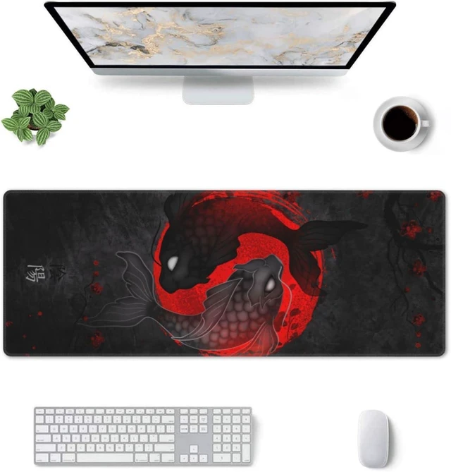 Alt view image 3 of 7 - Japanese Yin and Yang Koi Carp Gaming Mouse Pad XL Non Slip Rubber Base Mousepad Stitched Edges Desk Pad Extended Large Mice Pad 31.5 X 11.8 Inch