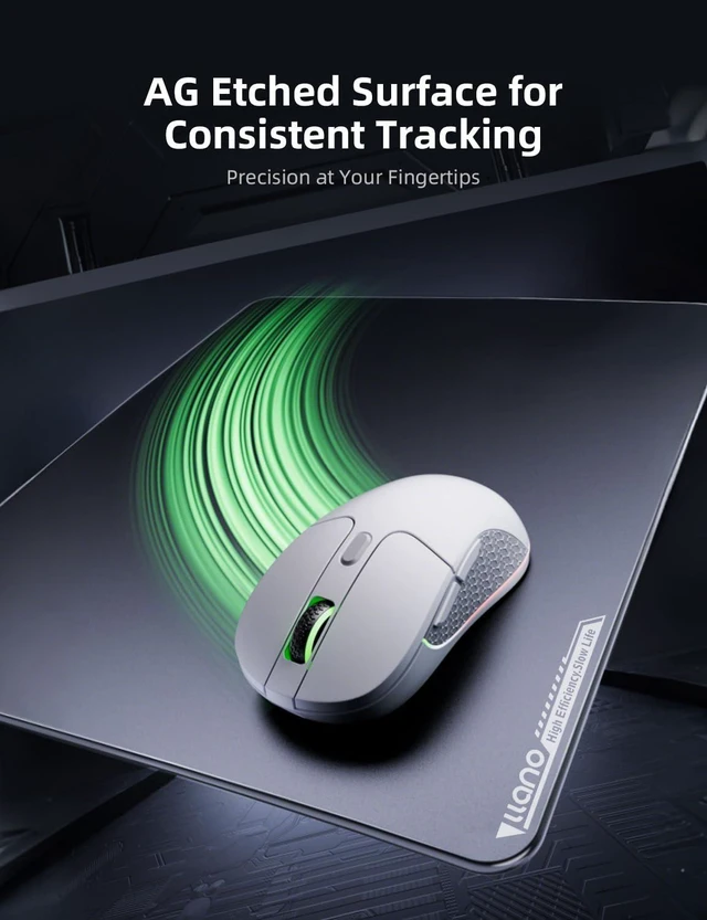 Alt view image 2 of 5 - llano MP002 Tempered Glass Mouse Pad for Gaming & Office 13.8"x11.8" Compact Size, 0.85m Ultra-Smooth AG Surface, 3mm Thick, Anti-Slip Rubber Base, Dirt & Scratch Resistant, Small