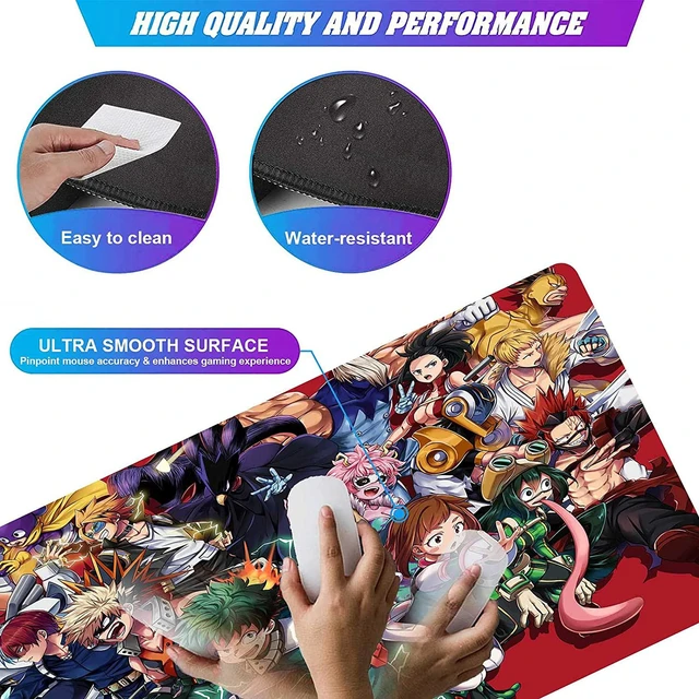 Alt view image 4 of 7 - Anime Mouse Pad My Hero Academia Characters,Extra Large Gaming Mousepad Laptop Desk Pad Mat,Non-Slip Rubber Base,Stitched Edges,Smooth Fabric,Computer Keyboard & Mice Combo Pads 35.4x15.7 inch
