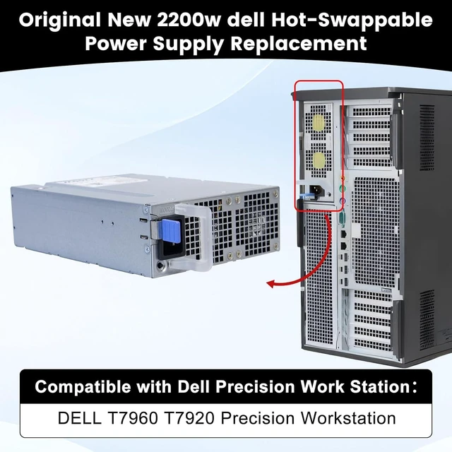 Alt view image 2 of 7 - LXun Upgraded L2200EPF-00 VG3M6 2200Watts Power Supply Compatible with DELL T7960 T7920 Precision Workstation 2200W Switching Power Supply Replaces H2200EPF-00 NC3TP 0NC3TP Hot-Swappable Power Supply