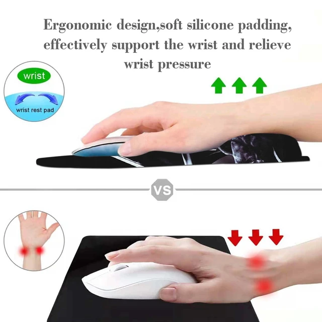 Alt view image 2 of 7 - Black Mouse Pad with Wrist Rest,Non-Slip Rubber Base for Comfortable Gaming Mousepad - Ergonomic Mouse Pad with Wrist Support Suitable for Laptop Desktop and Work, Office Desk Accessory