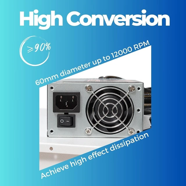 Alt view image 4 of 6 - VTRETU 3300W Mining Power Supply 2U Replaceable Connecting Cables 15000 RPM 180V-264V Applicable Voltage 27cm *11cm for ETH Miner Machine