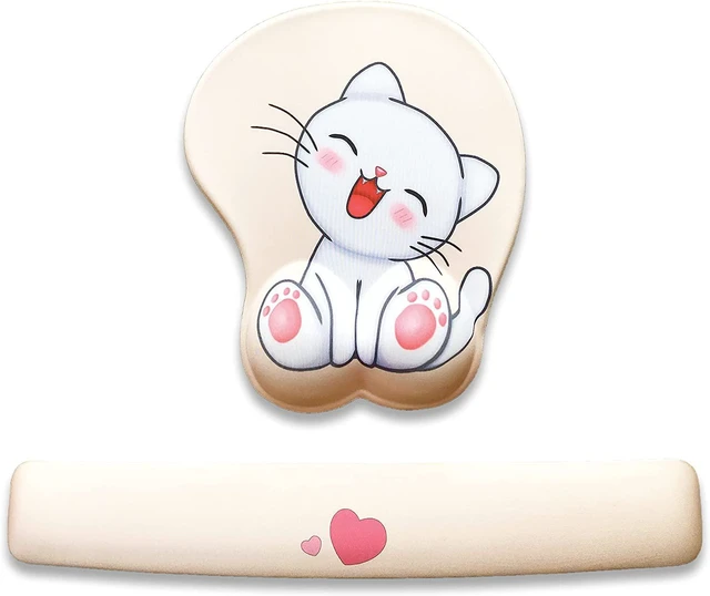 Main image of Keyboard wrist rest and mouse pad and mouse wrist rest support set , anime kawaii cute pink mouse pad and keyboard pad set ,Silica gel easy typing pain relief ,suitable for computers, laptops(apricot)