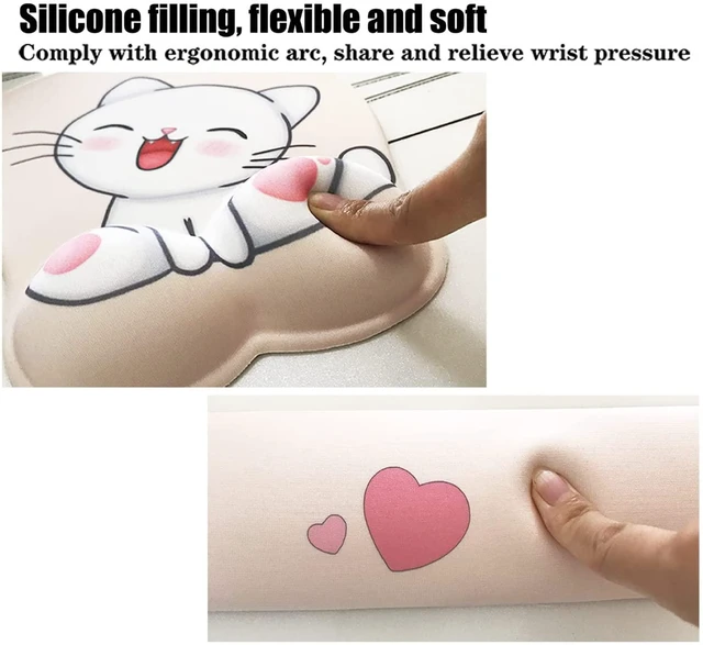 Alt view image 3 of 7 - Keyboard wrist rest and mouse pad and mouse wrist rest support set , anime kawaii cute pink mouse pad and keyboard pad set ,Silica gel easy typing pain relief ,suitable for computers, laptops(apricot)