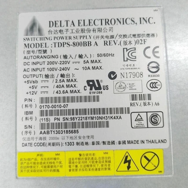 Alt view image 5 of 5 - for V3500 V3700 V5000 Power Supply 98Y2218 00WK807 TDPS-800BB A Tested