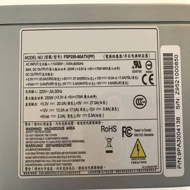 Alt view image 4 of 5 - PSU for FSP ATX -5V 610L 250W Power Supply FSP250-60ATV(PF) FSP250-60GTV PS8-250ATX-ZE