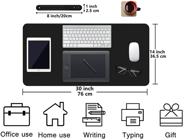 Alt view image 2 of 7 - Large Mouse Pad, Keyboard Pad,Desk Mat, Desktop Home Office Cute Decor Big Extended Laptop Protector Computer Accessories Pretty Waterproof PU Leather Mousepad 30"x 14"(Leather-Black)