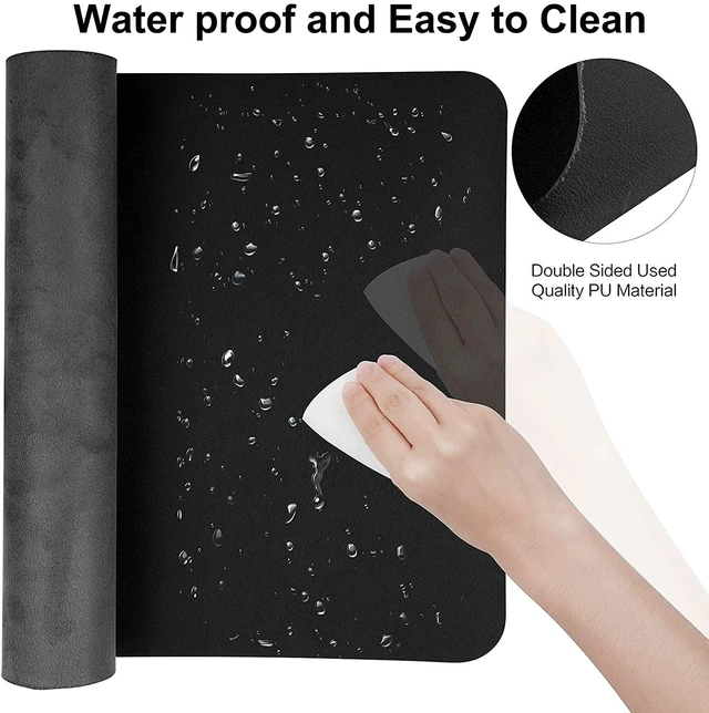 Alt view image 3 of 7 - Large Mouse Pad, Keyboard Pad,Desk Mat, Desktop Home Office Cute Decor Big Extended Laptop Protector Computer Accessories Pretty Waterproof PU Leather Mousepad 30"x 14"(Leather-Black)