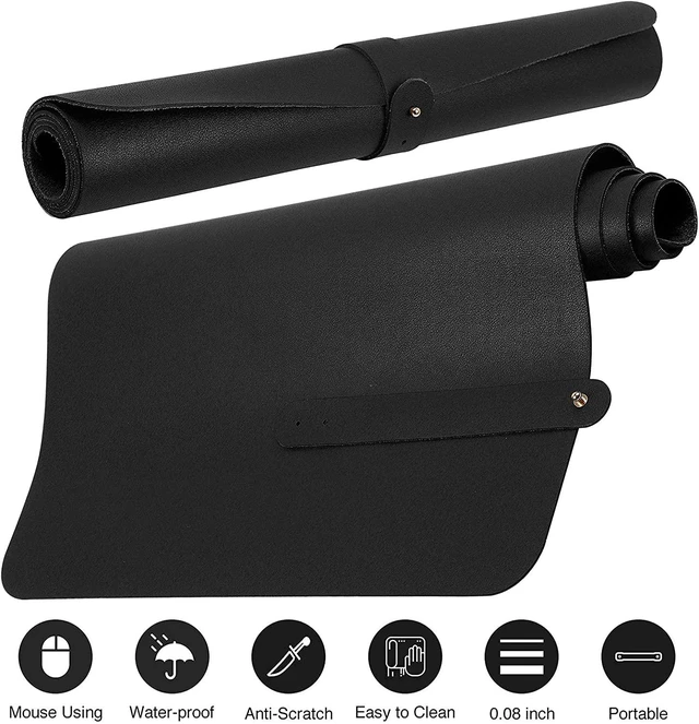 Alt view image 4 of 7 - Large Mouse Pad, Keyboard Pad,Desk Mat, Desktop Home Office Cute Decor Big Extended Laptop Protector Computer Accessories Pretty Waterproof PU Leather Mousepad 30"x 14"(Leather-Black)