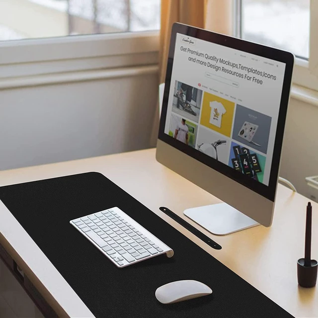 Alt view image 7 of 7 - Large Mouse Pad, Keyboard Pad,Desk Mat, Desktop Home Office Cute Decor Big Extended Laptop Protector Computer Accessories Pretty Waterproof PU Leather Mousepad 30"x 14"(Leather-Black)