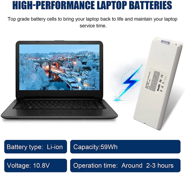 Alt view image 2 of 5 - ARyee 59Wh 10.8V A1185 Battery Laptop Battery Replacement for Apple MacBook 13 A1185 A1181 MA561 MA561FE/A MA561G/A MA561J/A