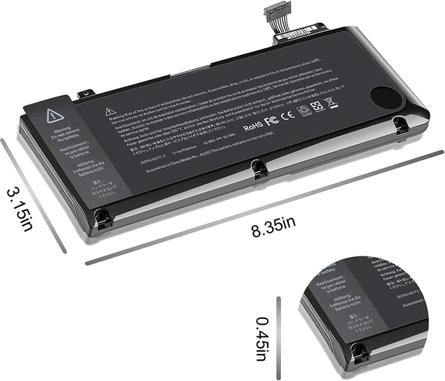 Alt view image 4 of 7 - A1322 Laptop Battery for MacBook Pro 13 inch A1278 (Mid 2009 2010 Early 2011 Late 2011 Mid 2012 Version) MB990LL/A MB991LL/A MC375LL/A MD314LL/A MC724LL/A - 12 Months Warranty