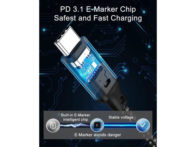 Alt view image 5 of 7 - USB C to USB C Cable 240W 6.6ft / 2M, Type C to Type C Cable, PD3.1 Fast Charging Cord Type C 48V 5A Nylon Braided Cable for M-a-c-B-o-o-k Pro i-P-a-d Pro Gal-axy S22/A10 Other USB C Devices