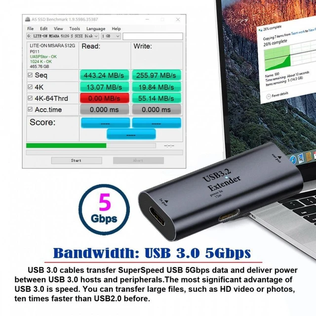 Alt view image 3 of 7 - CY USB 3.0 Active Repeater Adapter Type-C Female to Type-C Female Extender with Chipset for Camera Printer Computer