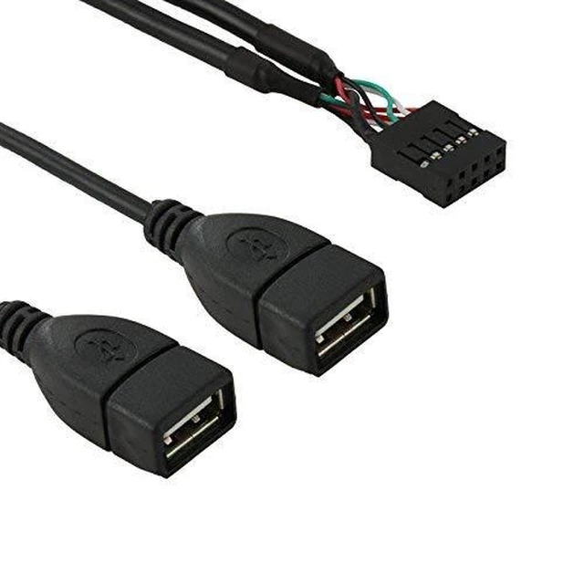 Alt view image 2 of 5 - USB 2.0 Front Panel Header 9/10Pin 1 Male to 2 USB 2.0 Female Y Splitter Mainboard Header Port Extension Cable Adapter