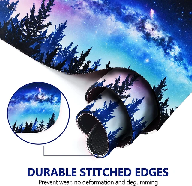 Alt view image 2 of 7 - Extended Gaming Mouse Pad XL Large Keyboard Mouse Mat Desk Pad with Stitched Edges Durable Non-Slip Base Mousepad for Home Office Work 35x15.7inch Forest Moon Sky