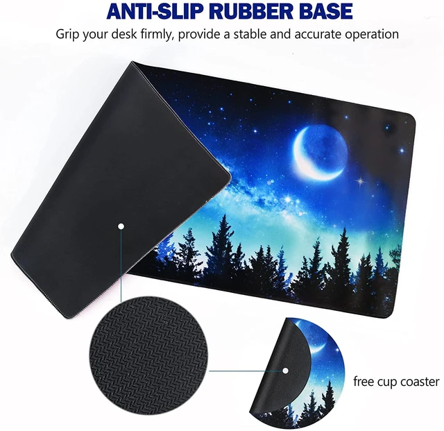 Alt view image 3 of 7 - Extended Gaming Mouse Pad XL Large Keyboard Mouse Mat Desk Pad with Stitched Edges Durable Non-Slip Base Mousepad for Home Office Work 35x15.7inch Forest Moon Sky