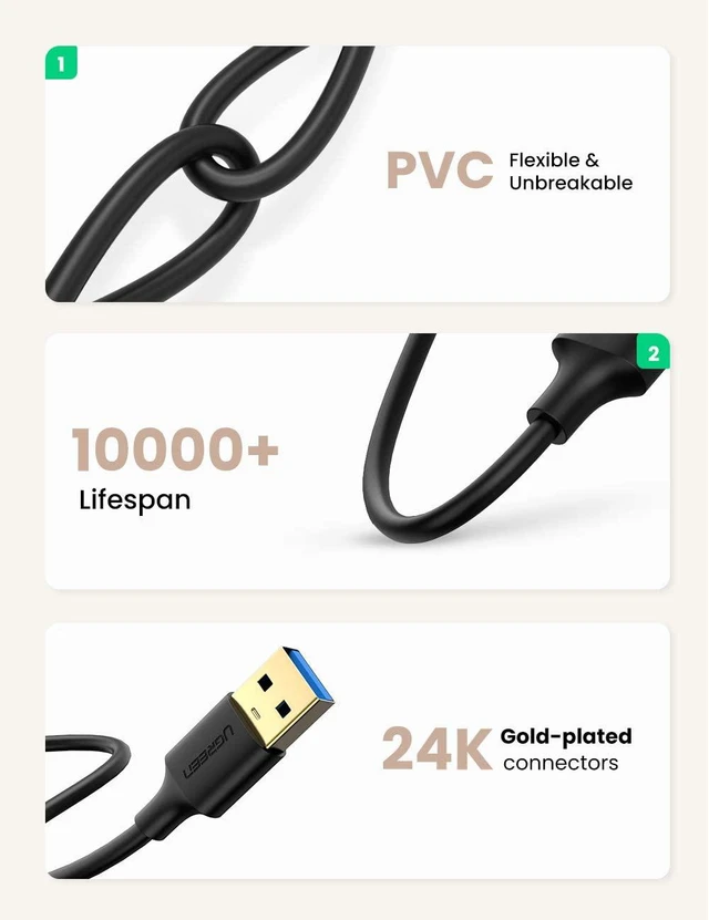 Alt view image 6 of 7 - UGREEN USB to USB Cable, USB 3.0 Male to Male Type A to Type A Cable for Data Transfer Compatible with Hard Drive, Laptop, DVD Player, TV, USB 3.0 Hub, Monitor, Camera, Set Up Box and More 3FT