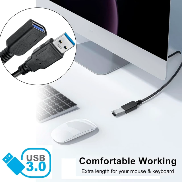 Alt view image 5 of 5 - SaiTech IT 6 Pack Short Length 1 Feet USB 3.0 Extension Cable, USB 3.0 A Male to Female Extender - Black