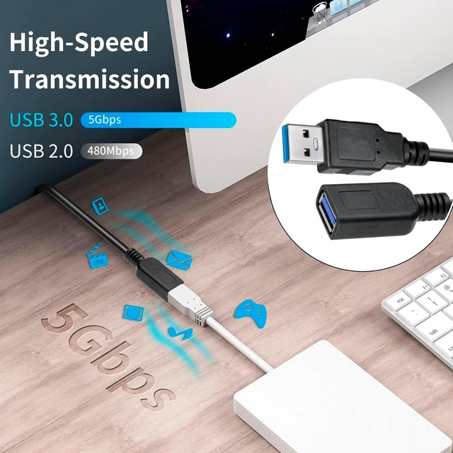 Alt view image 4 of 5 - SaiTech IT 6 Pack Short Length 1 Feet USB 3.0 Extension Cable, USB 3.0 A Male to Female Extender - Black