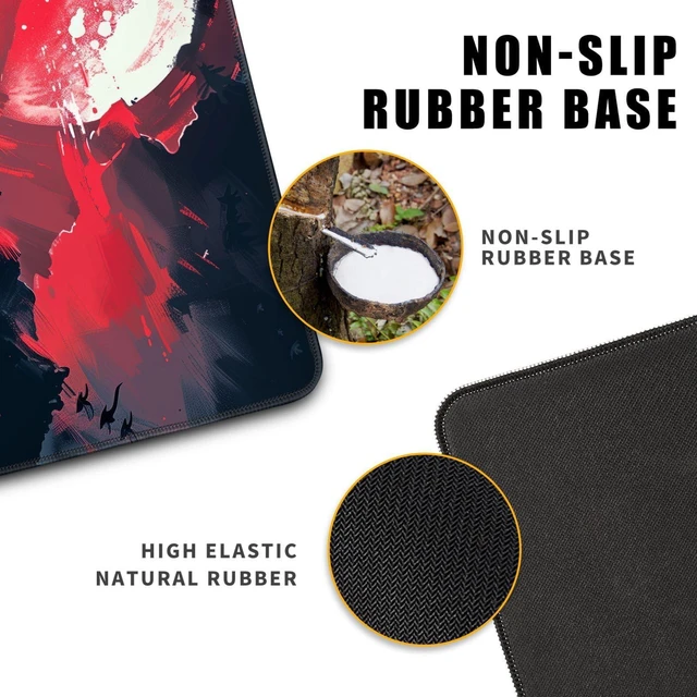 Alt view image 5 of 7 - Black Desk Mat Japanese Samurai Mouse Pad XL Red Anime Big Mousepad Gaming Large Mouse Pad for Men Desk Pad with Stitched Edges Non-Slip Large Computer Mat, 31.5x11.8 in