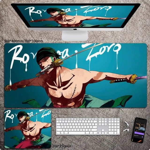 Main image of Anime One Piece ZORO mouse pad Extended Gaming Mouse Pad with Stitched Edges, Large Mouse pad with Non-Slip Rubber Base for Work & Gaming, Office & Home 800*300mm