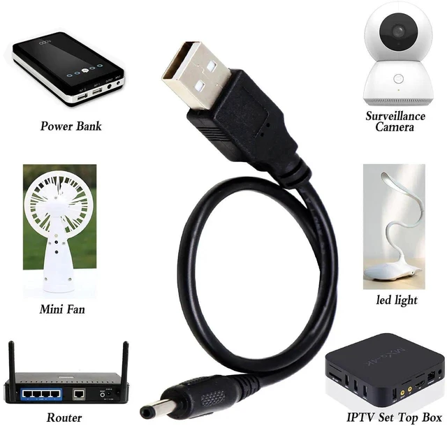 Alt view image 6 of 7 - USB 2.0 A Male to DC 3.5x1.35mm Male Adapter Cable 5 Volt DC Barrel Power Jack Charging Cable for Tablet, Electronic Dog, Access Control Attendance (28CM/11inch, DC 3.5x1.35mm)(2packs)