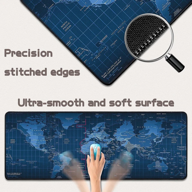 Alt view image 3 of 7 - Mouse Pad Gaming - Desk Mat for Keyboard and Mouse - Large Mouse Pad for Desk, World Map Mousepad (31.5 x 11.8inch) with Non-Slip Base, Desks Pad Mat for Gaming, Office and Home