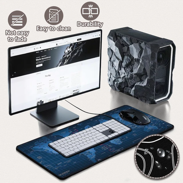 Alt view image 4 of 7 - Mouse Pad Gaming - Desk Mat for Keyboard and Mouse - Large Mouse Pad for Desk, World Map Mousepad (31.5 x 11.8inch) with Non-Slip Base, Desks Pad Mat for Gaming, Office and Home