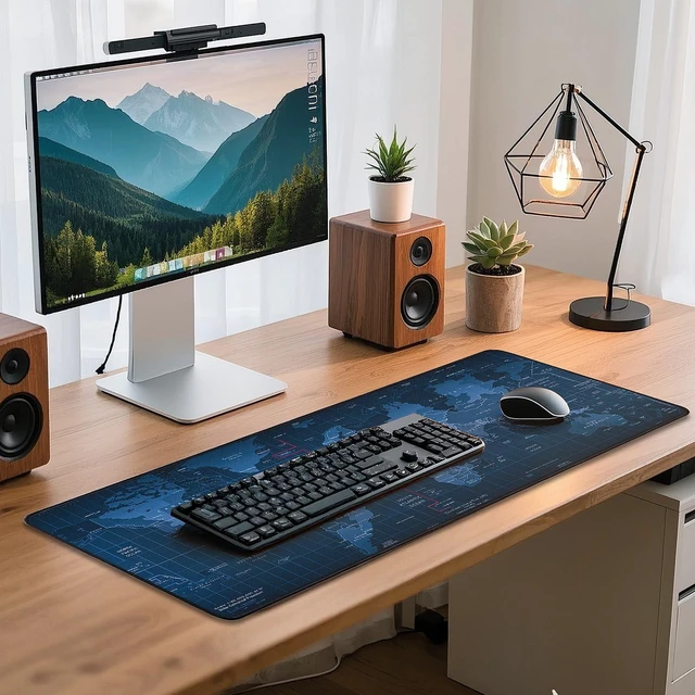 Alt view image 7 of 7 - Mouse Pad Gaming - Desk Mat for Keyboard and Mouse - Large Mouse Pad for Desk, World Map Mousepad (31.5 x 11.8inch) with Non-Slip Base, Desks Pad Mat for Gaming, Office and Home